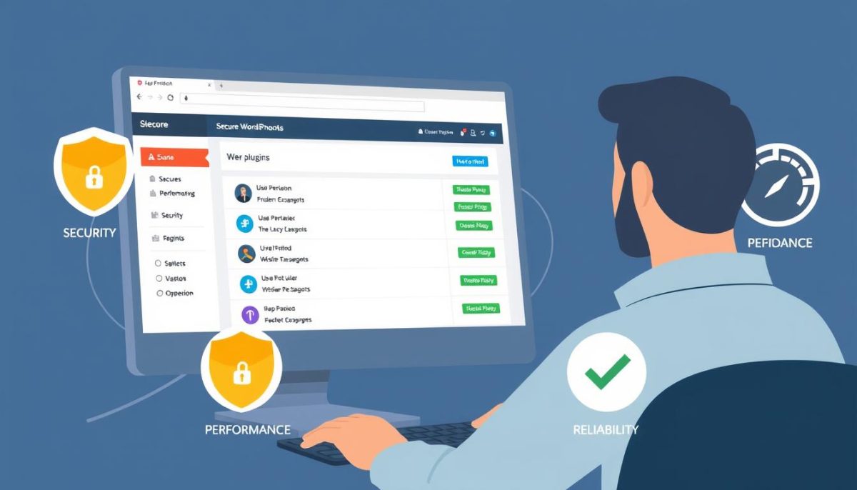 WordPress site owner making secure plugin choices for website protection