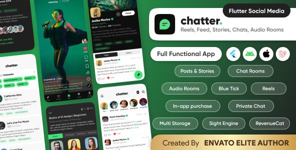 Chatter : TikTok Social Media Short Video, Reels, Chats, Posts, Stories, Audio Room: Flutter/Laravel Chatter : TikTok Social Media Short Video, Reels, Chats, Posts, Stories, Audio Room: Flutter/Laravel